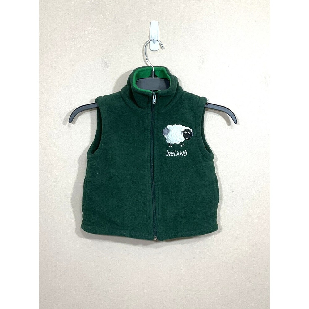 Irish Farmyard Friends Kids Sheep Full Zip Fleece Vest 3 Green Ireland Outdoors